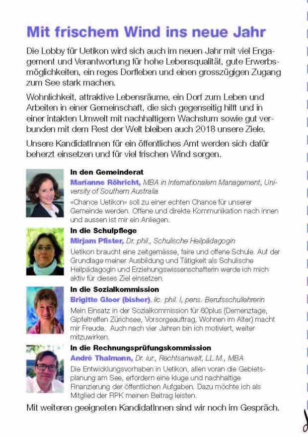 Festtagskarte 2017 Kandidatinnen